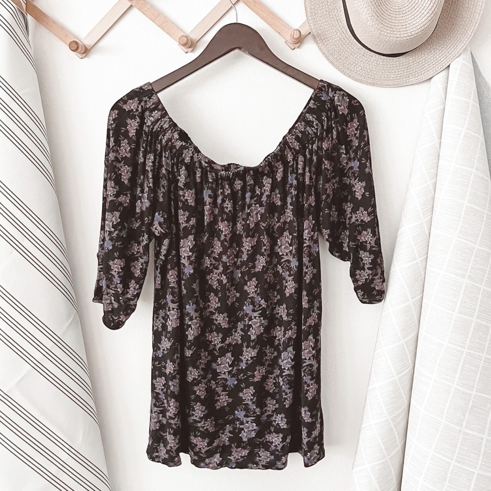 Anthropologie Deletta Off-the-Shoulder Caitha Floral Top